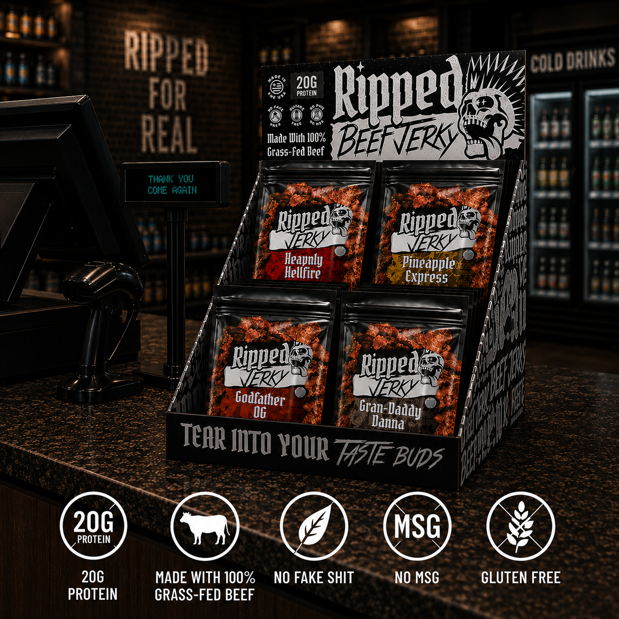 Ripped Jerky Assorted Display - 24 Count