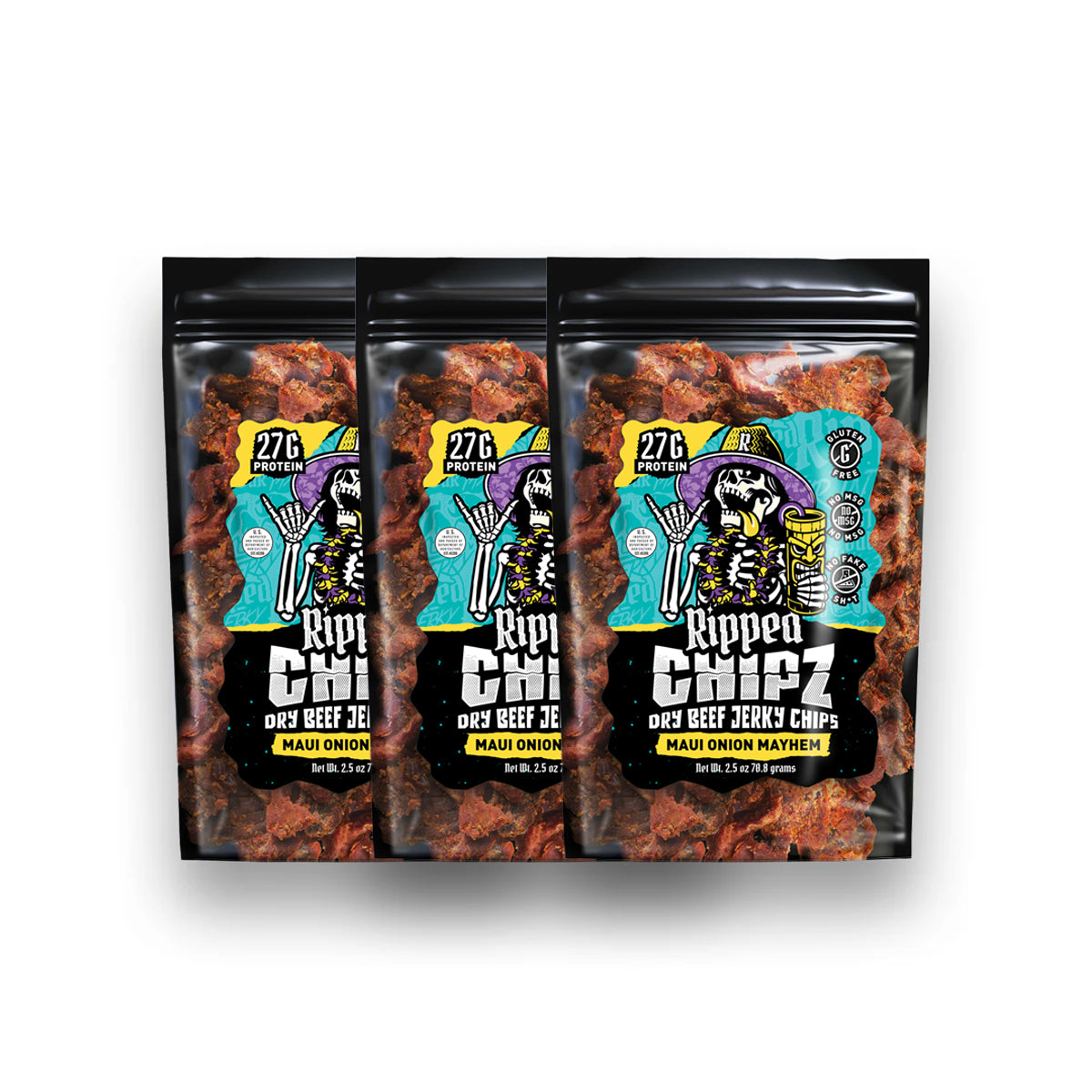 Maui Onion Mayhem Dry Beef Jerky Chipz - 3pk