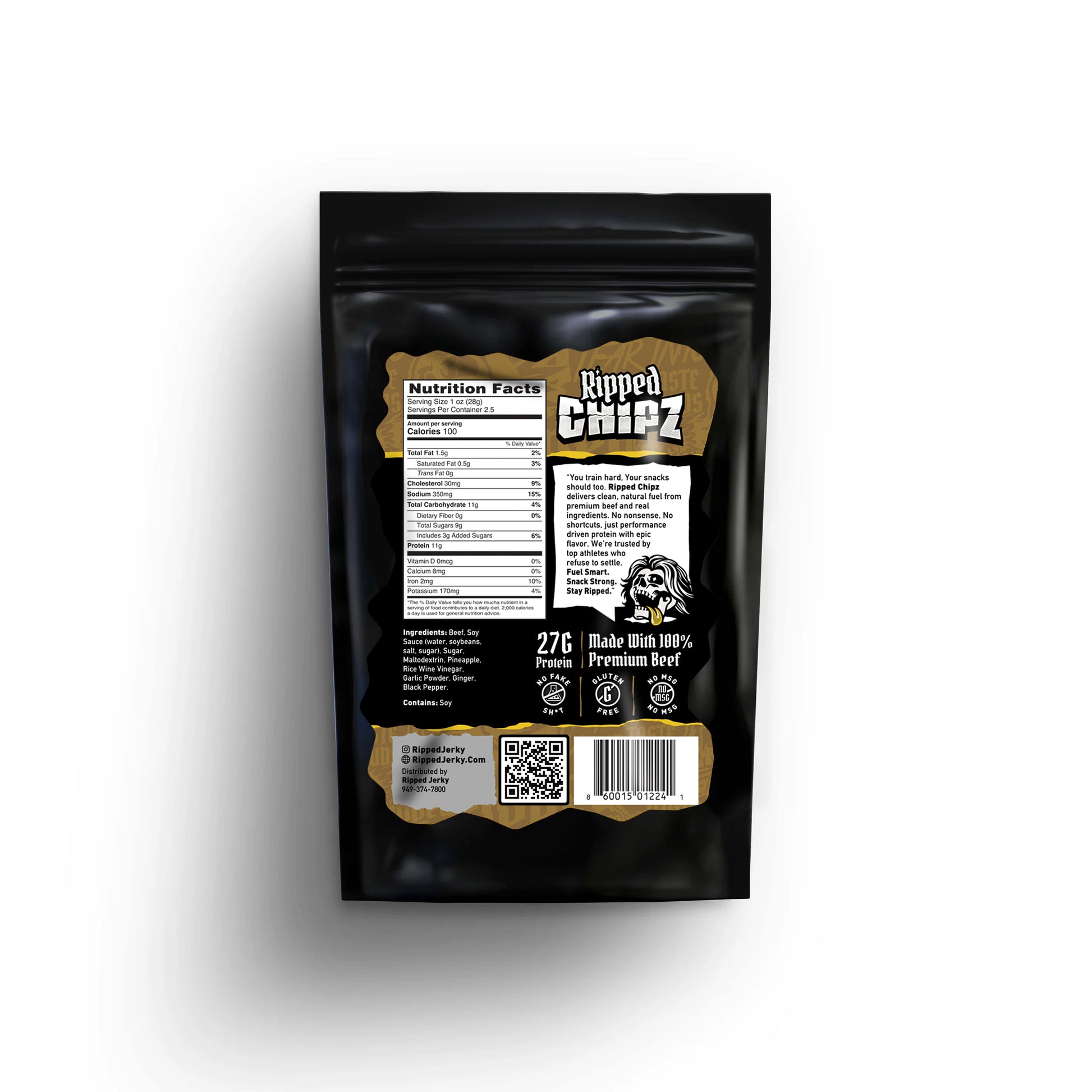 Dry Beef Chipz Tubular Teriyaki  12 Pack Case