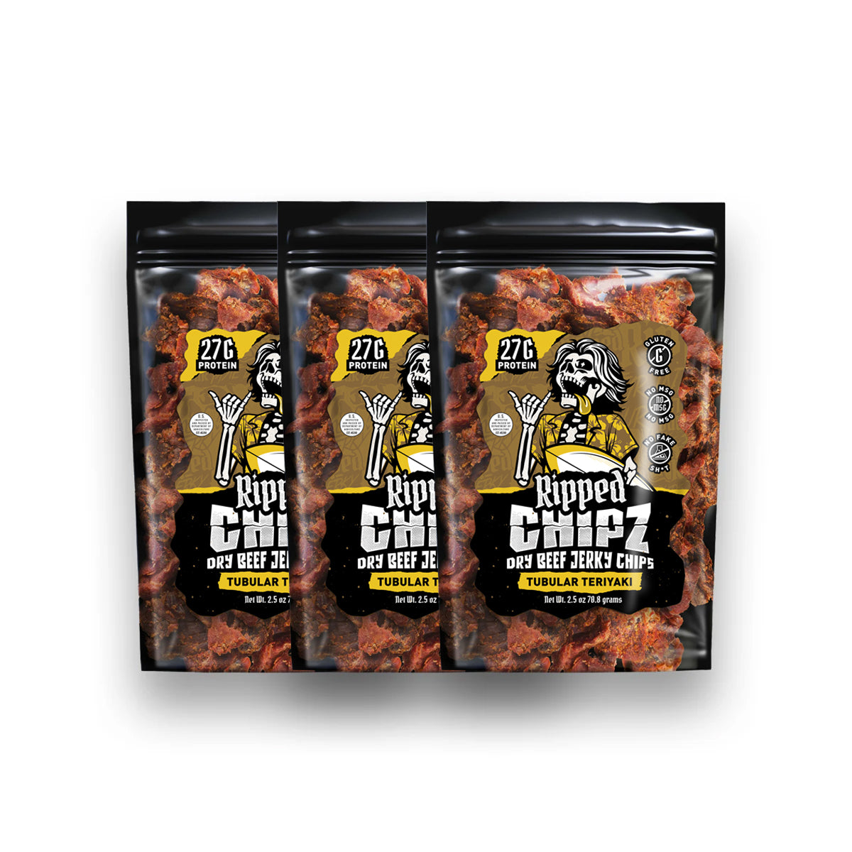 Tubular Teriyaki Dry Beef Jerky Chipz - 3pk
